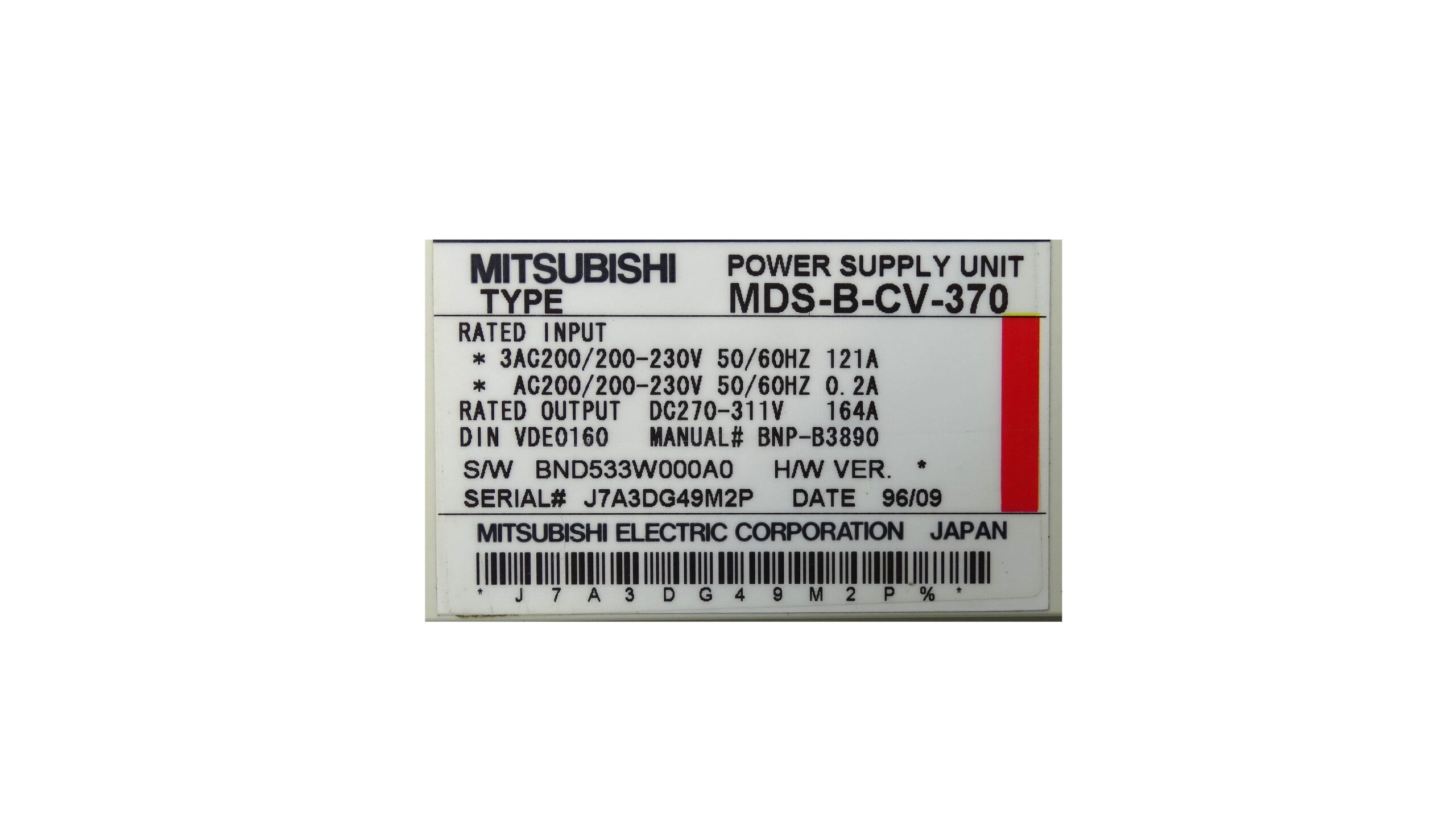 Mitsubishi MDS-B-CV-370 Power Supply Unit Typenschild
