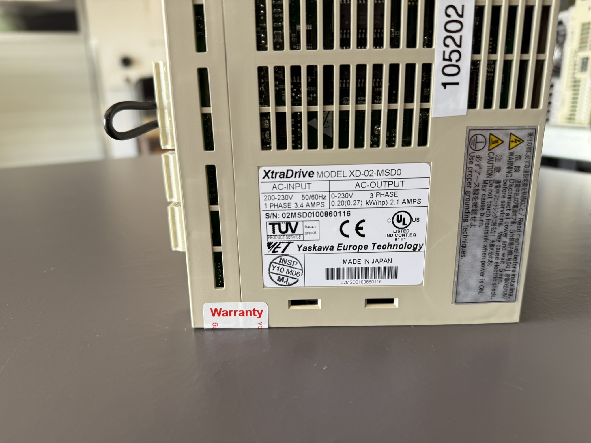 Yaskawa XtraDrive XD-02-MSD0 AC Servopack Typenschild