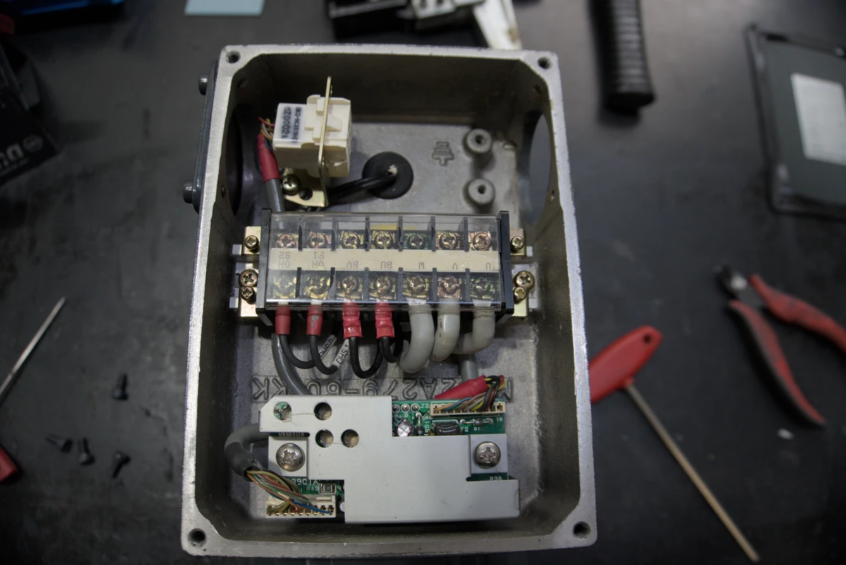 Assembly of electrical and mechanical components.