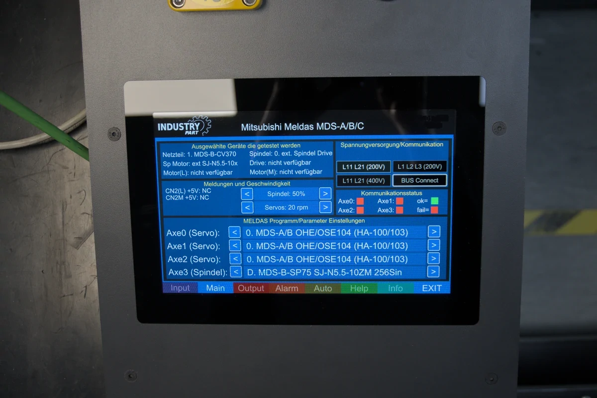 Testing under realistic conditions.
                    After a professional repair on servo and spindle motors, a final test can be conducted.