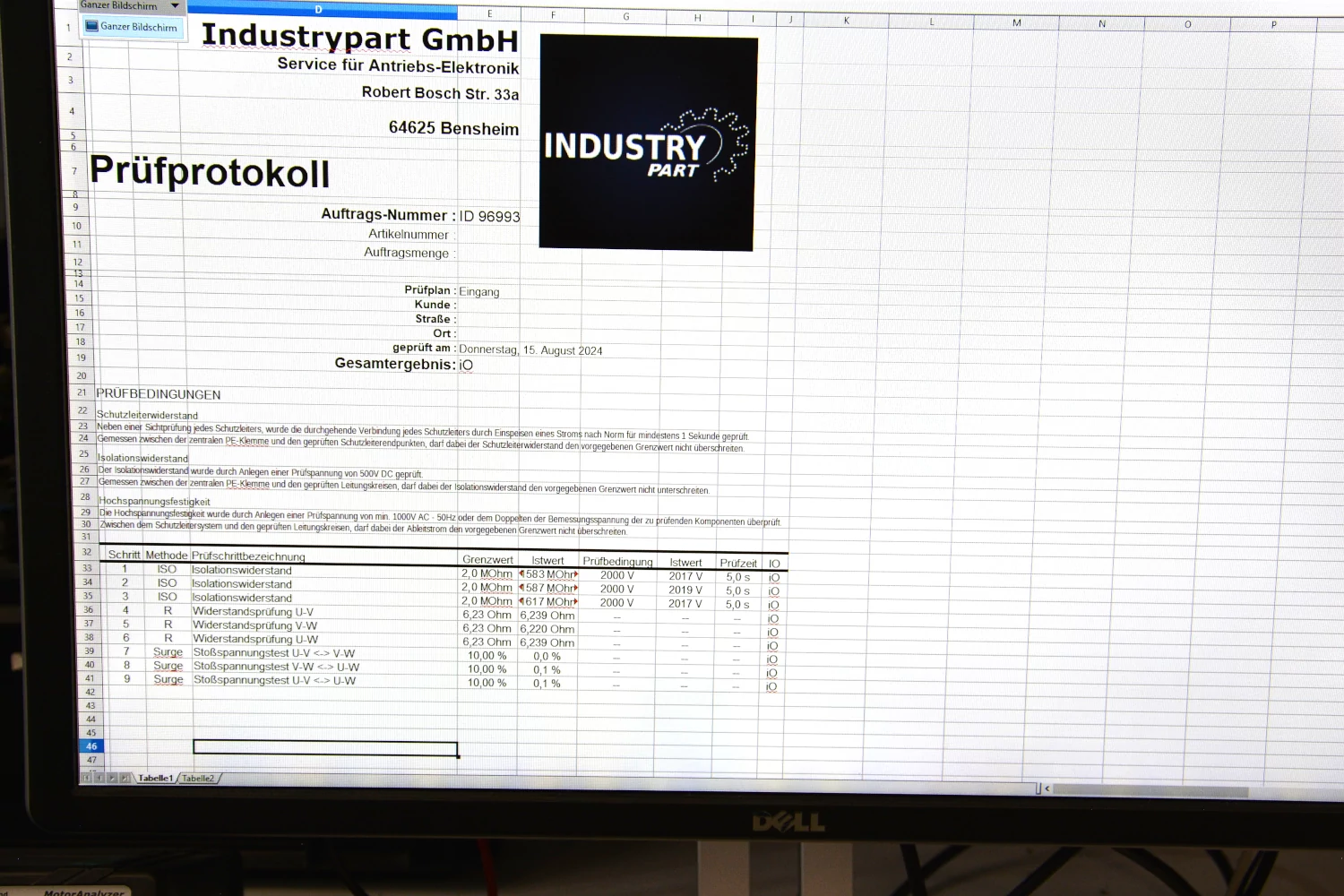 Generated test report.